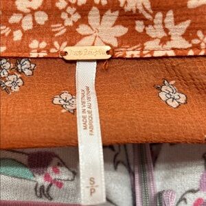 Free People Orange Floral Button Down Shirt